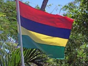 The flag of Mauritius Island